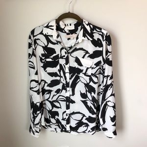 Loft black and white floral top